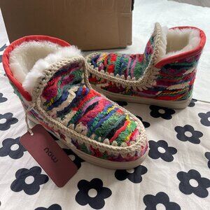 Mou Eskimo Boots With Wool Ethnic Fabric